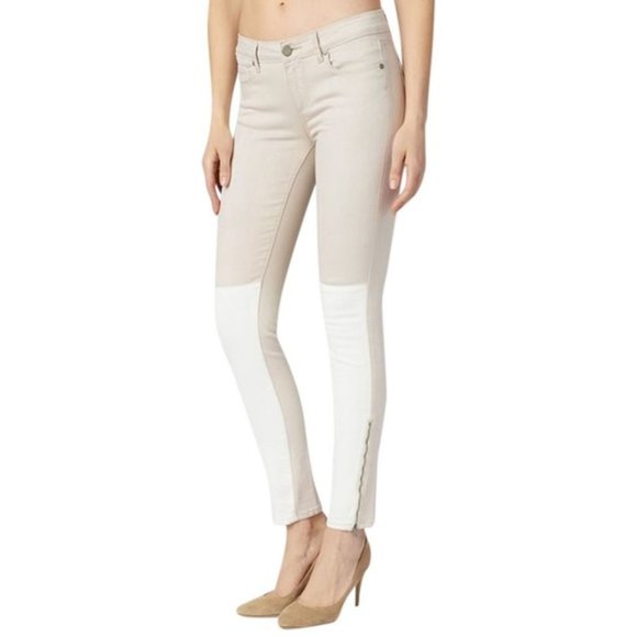 PAIGE Denim - PAIGE Cream White Cara Zip Serenity Skinny Jeans